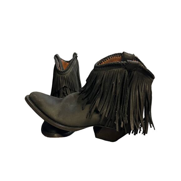 Redneck Riviera Black Fringe Cowgirl Boots Size 8 - Picture 3 of 7